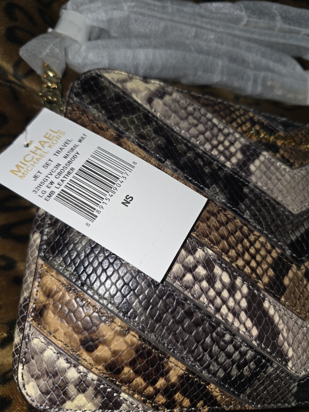 Michael Kors Snake-Print Chevron Crossbody Bag - Picture 2 of 7